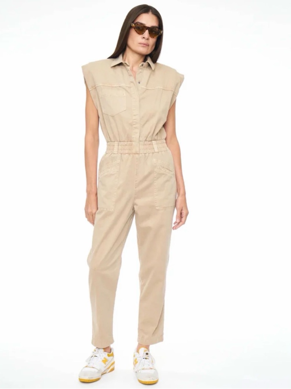 pistola Rosie Padded Shoulder Cotton Jumpsuit